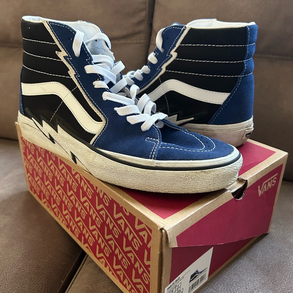 Vans Navy and White High-Top Sneakers